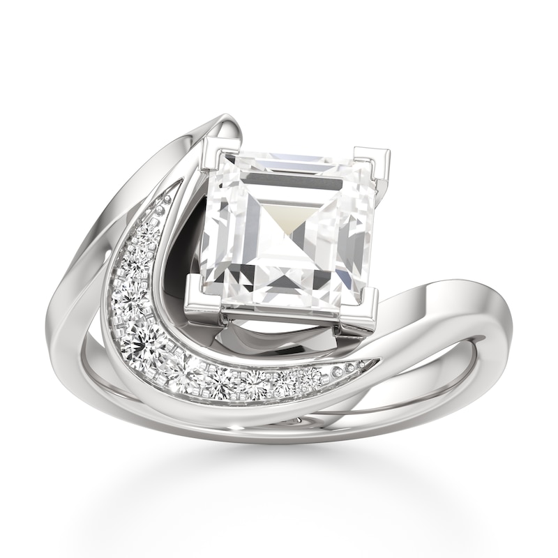 Main Image 1 of J'Lure Carre Step-Cut Lab-Grown Diamond Engagement Ring 2 ct tw 18K White Gold