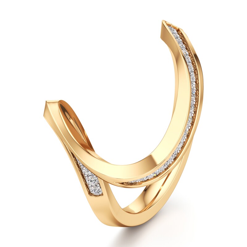 Main Image 4 of J'Lure Lab-Created Diamond Contour Wedding Band 1/5 ct tw 18K Yellow Gold