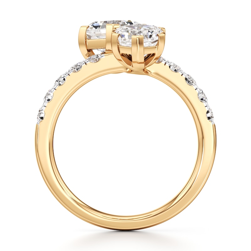 Main Image 2 of J'Lure Hexagon Brilliant-Cut Two-Stone Lab-Grown Diamond Engagement Ring 3-3/8 ct tw 18K Yellow Gold