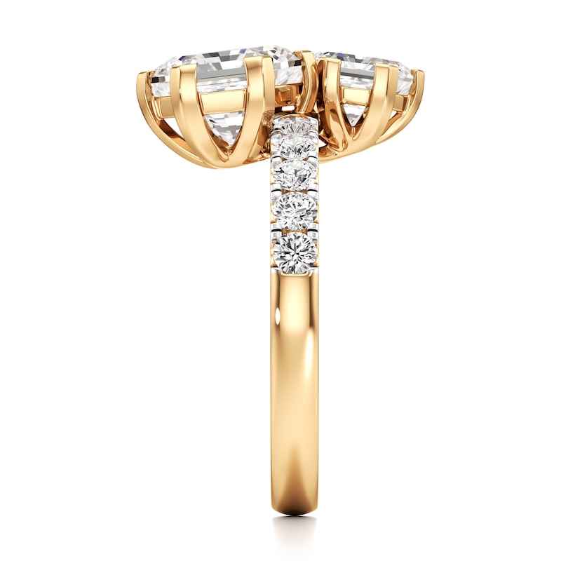 Main Image 3 of J'Lure Hexagon Brilliant-Cut Two-Stone Lab-Grown Diamond Engagement Ring 3-3/8 ct tw 18K Yellow Gold