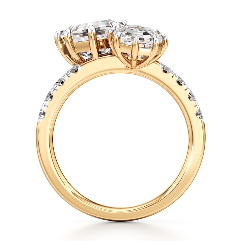 Main Image 2 of J'Lure Octagon Step-Cut Two-Stone Lab-Grown Diamond Engagement Ring 3-1/3 ct tw 18K Yellow Gold