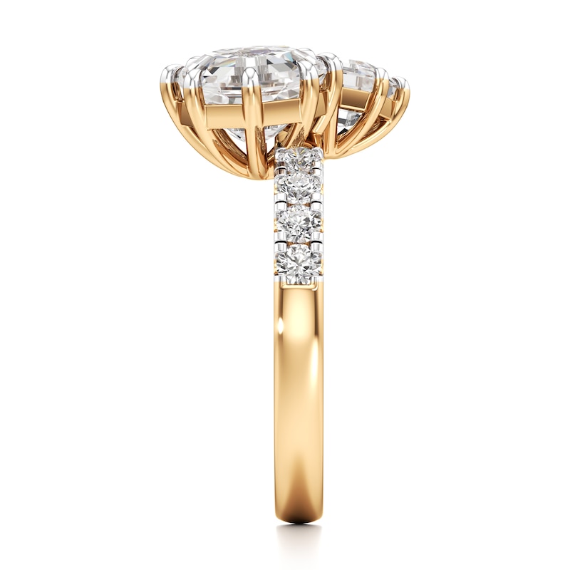 Main Image 3 of J'Lure Octagon Step-Cut Two-Stone Lab-Grown Diamond Engagement Ring 3-1/3 ct tw 18K Yellow Gold