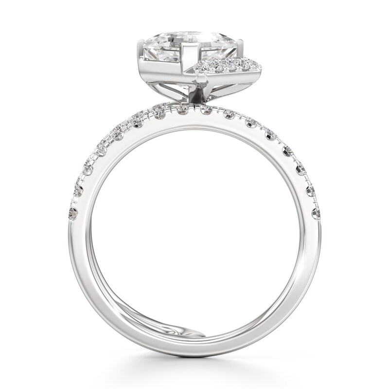Main Image 2 of J'Lure Square-Emerald Step-Cut Lab-Grown Diamond Spiral Engagement Ring 2-5/8 ct tw 18K White Gold