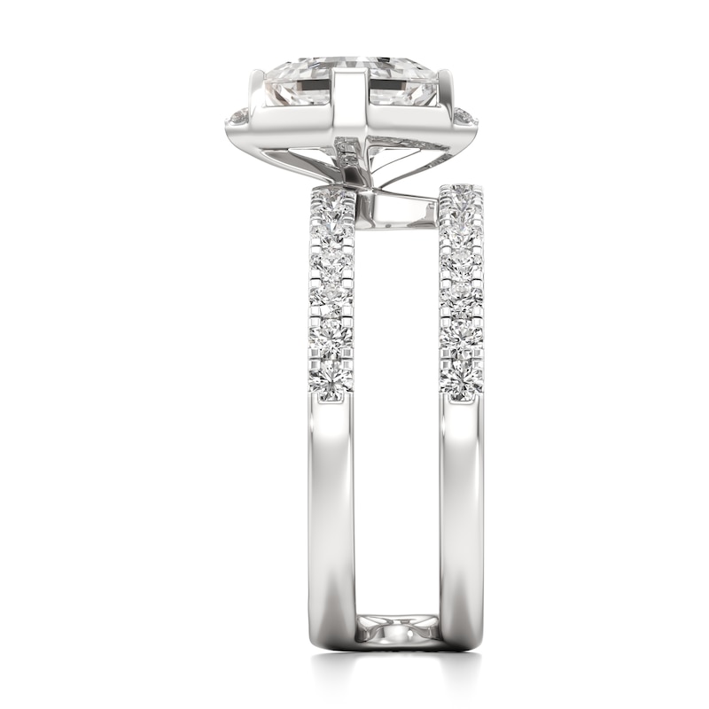 Main Image 3 of J'Lure Square-Emerald Step-Cut Lab-Grown Diamond Spiral Engagement Ring 2-5/8 ct tw 18K White Gold