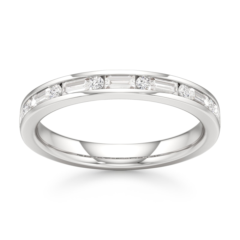 Main Image 1 of J'Lure Baguette & Round-Cut Lab-Grown Diamond Wedding Band 3/8 ct tw 18K White Gold