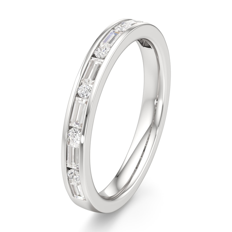 Main Image 4 of J'Lure Baguette & Round-Cut Lab-Grown Diamond Wedding Band 3/8 ct tw 18K White Gold