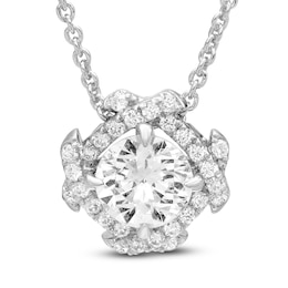 Unspoken Diamond Halo Necklace 1-7/8 ct tw 14K White Gold 18"