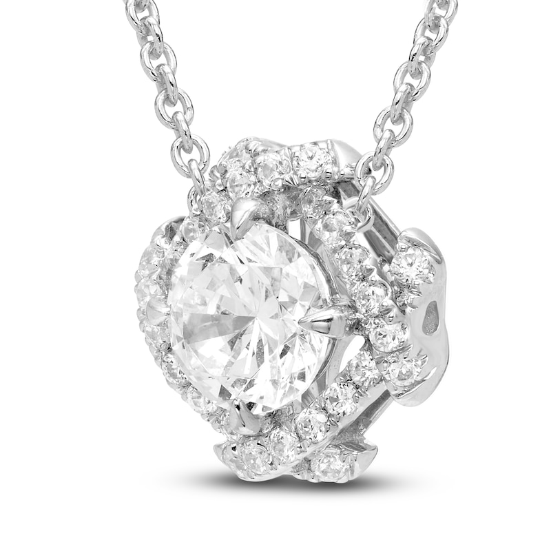 Main Image 2 of Unspoken Diamond Halo Necklace 1-7/8 ct tw 14K White Gold 18"