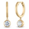 Thumbnail Image 2 of Round-Cut Lab-Created Diamond Solitaire Dangle Hoop Earrings 1 ct tw 14K Yellow Gold (SI2/F)