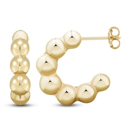 Beaded Hoop Earrings 10K Yellow Gold