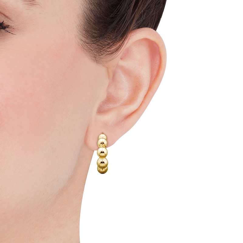 Main Image 3 of Beaded Hoop Earrings 10K Yellow Gold