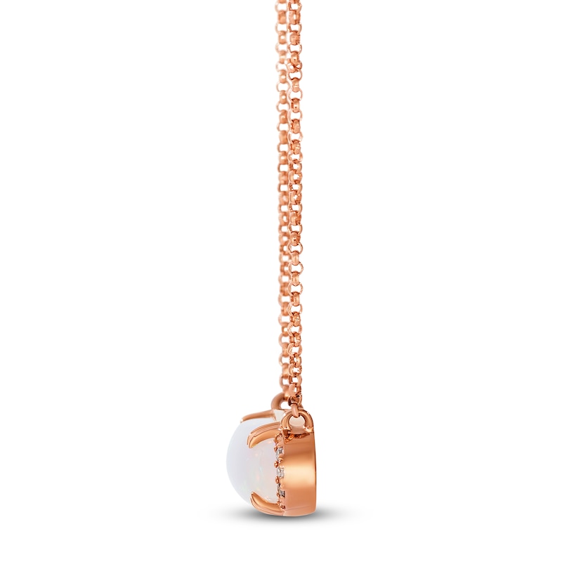 Main Image 2 of Le Vian Silhouette Elongated Oval-Cut Natural Opal Necklace Diamond Accents 14K Strawberry Gold 18"