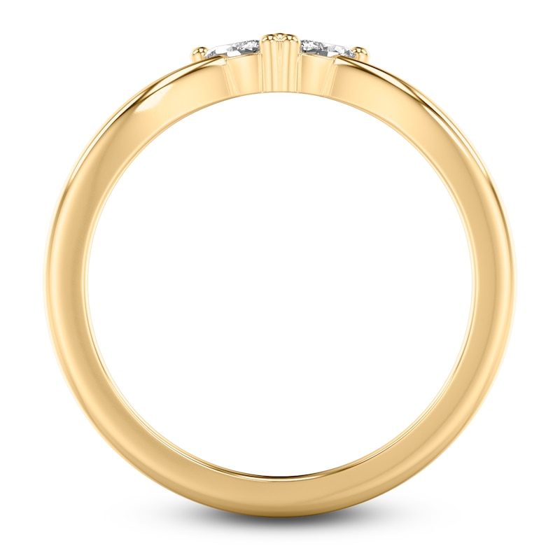 Main Image 3 of ArtCarved Marquise-Cut Diamond Three-Stone Contour Anniversary Ring 1/5 ct tw 14K Yellow Gold
