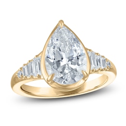 Vera Wang VOW Pear-Shaped Lab-Grown Diamond Engagement Ring 3-1/4 ct tw 14K Yellow Gold