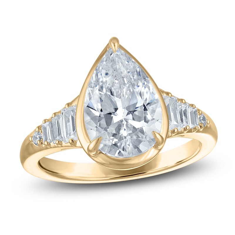 Main Image 1 of Vera Wang VOW Pear-Shaped Lab-Grown Diamond Engagement Ring 3-1/4 ct tw 14K Yellow Gold