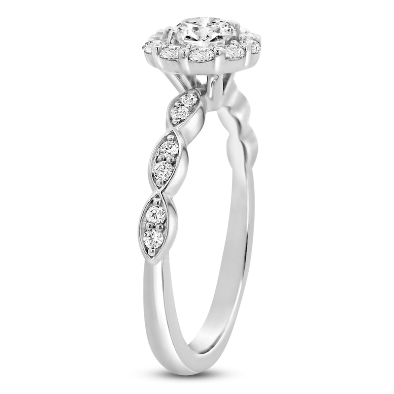 Main Image 2 of Diamond Halo Promise Ring 3/8 ct tw 10K White Gold