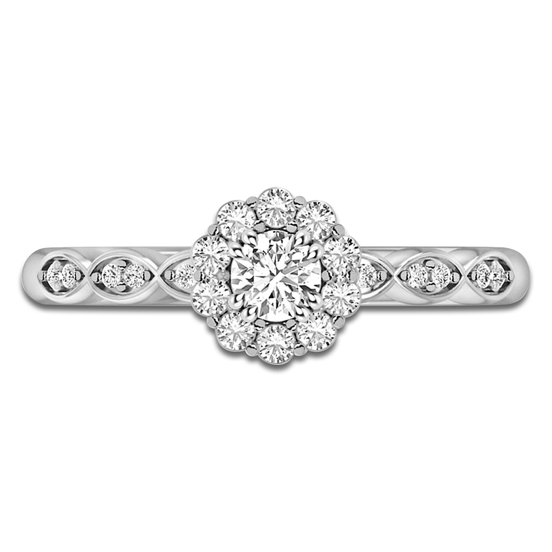 Main Image 3 of Diamond Halo Promise Ring 3/8 ct tw 10K White Gold