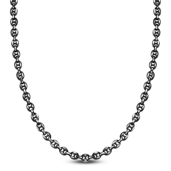 Men's Mariner Chain Necklace 7.5mm Antique Finish Stainless Steel 22"