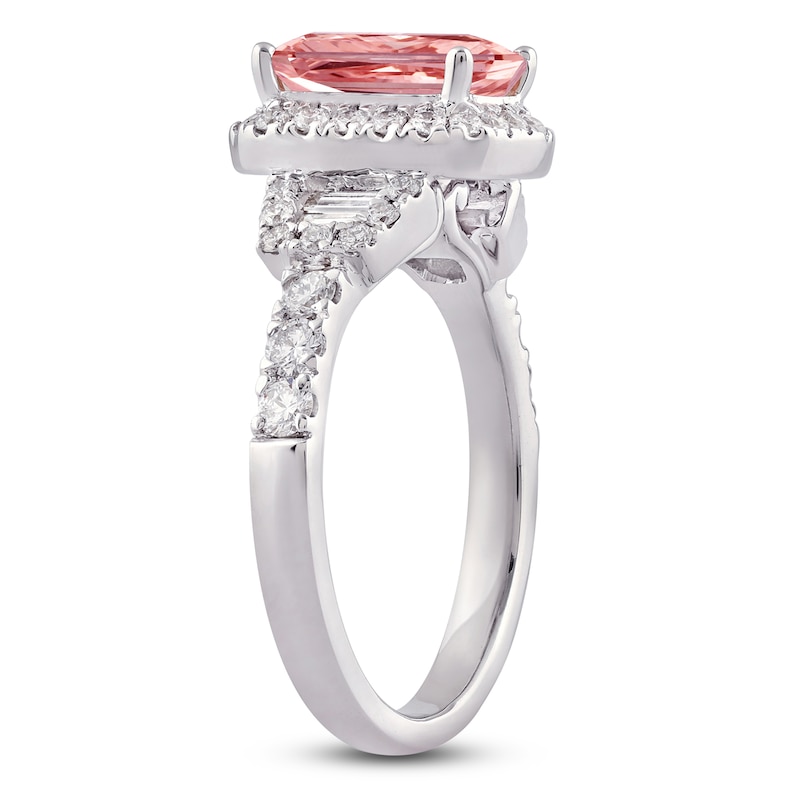 Main Image 2 of Radiant-Cut Pink Lab-Grown Diamond and White Lab-Grown Diamond Engagement Ring 2-3/4 ct tw 14K White Gold
