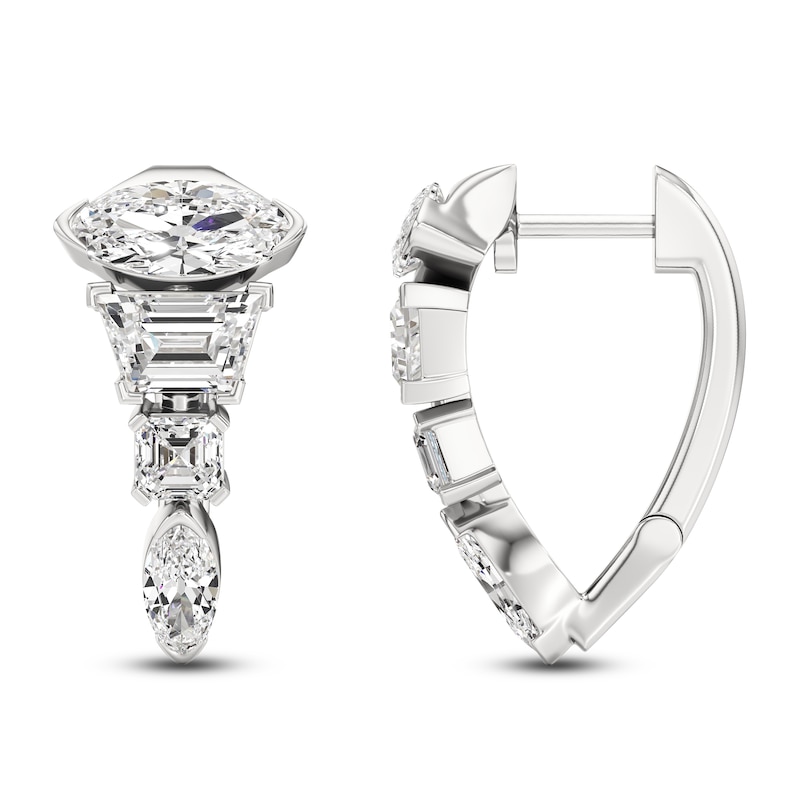 Main Image 1 of J'Lure Moval Old-Cut, Trapezoid Step-Cut & Square Emerald Step-Cut Hoop Earrings 3 ct tw 14K White Gold