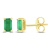 Thumbnail Image 1 of Rectangle-Cut Natural Emerald Solitaire Stud Earrings 10K Yellow Gold
