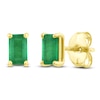 Thumbnail Image 2 of Rectangle-Cut Natural Emerald Solitaire Stud Earrings 10K Yellow Gold
