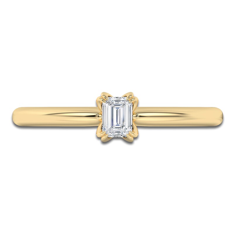 Main Image 3 of Certified Emerald-Cut Diamond Solitaire Engagement Ring 1/4 ct tw 14K Yellow Gold (I1/I)