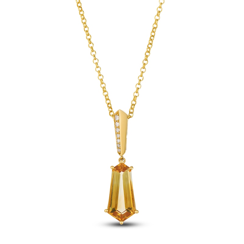 Main Image 1 of Le Vian Silhouette Hexagon-Cut Natural Citrine Necklace 1/20 ct tw Diamonds 14K Honey Gold 19"