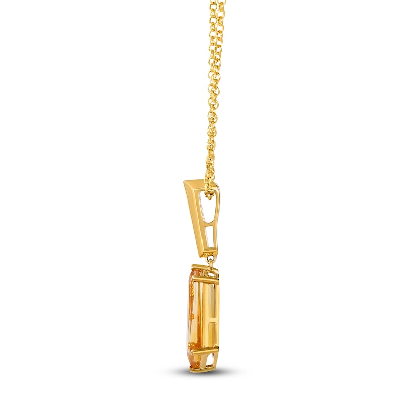 Main Image 2 of Le Vian Silhouette Hexagon-Cut Natural Citrine Necklace 1/20 ct tw Diamonds 14K Honey Gold 19"