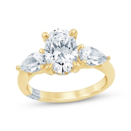 Pnina Tornai Oval-Cut & Pear-Shaped Lab-Grown Diamond Three-Stone Engagement Ring 3-1/4 ct tw 14K Yellow Gold