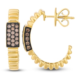 Le Vian Chocolate Diamonds Ribbed Hoop Earrings 1/2 ct tw 14K Honey Gold
