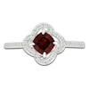 Thumbnail Image 3 of Cushion-Cut Natural Garnet & Diamond Halo Ring 1/6 ct tw 10K White Gold