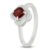Thumbnail Image 4 of Cushion-Cut Natural Garnet & Diamond Halo Ring 1/6 ct tw 10K White Gold