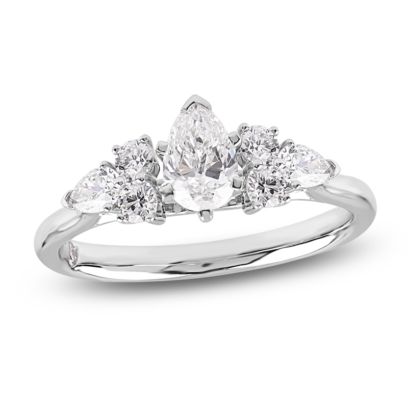 Main Image 1 of Storied Diamond Desert Sands of Eternity Pear-Shaped Engagement Ring 1 ct tw 18K White Gold