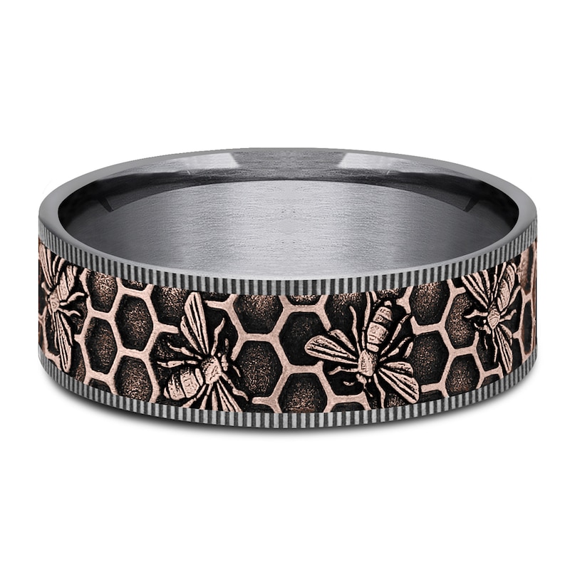 Main Image 3 of Men's Bee Comfort-Fit Wedding Band Tantalum & 14K Rose Gold 7.5mm