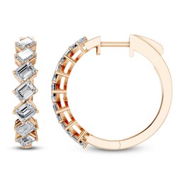 Emerald-Cut Lab-Grown Diamond Hoop Earrings 2 ct tw 14K Rose Gold