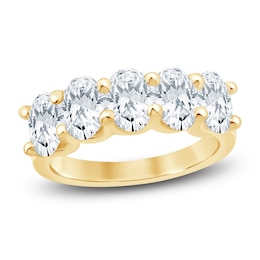 Oval-Cut Lab-Grown Diamond Five-Stone Anniversary Ring 3 ct tw 14K Yellow Gold