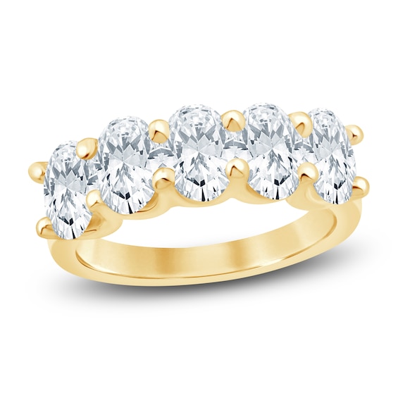 Oval-Cut Lab-Grown Diamond Five-Stone Anniversary Ring 3 ct tw 14K Yellow Gold