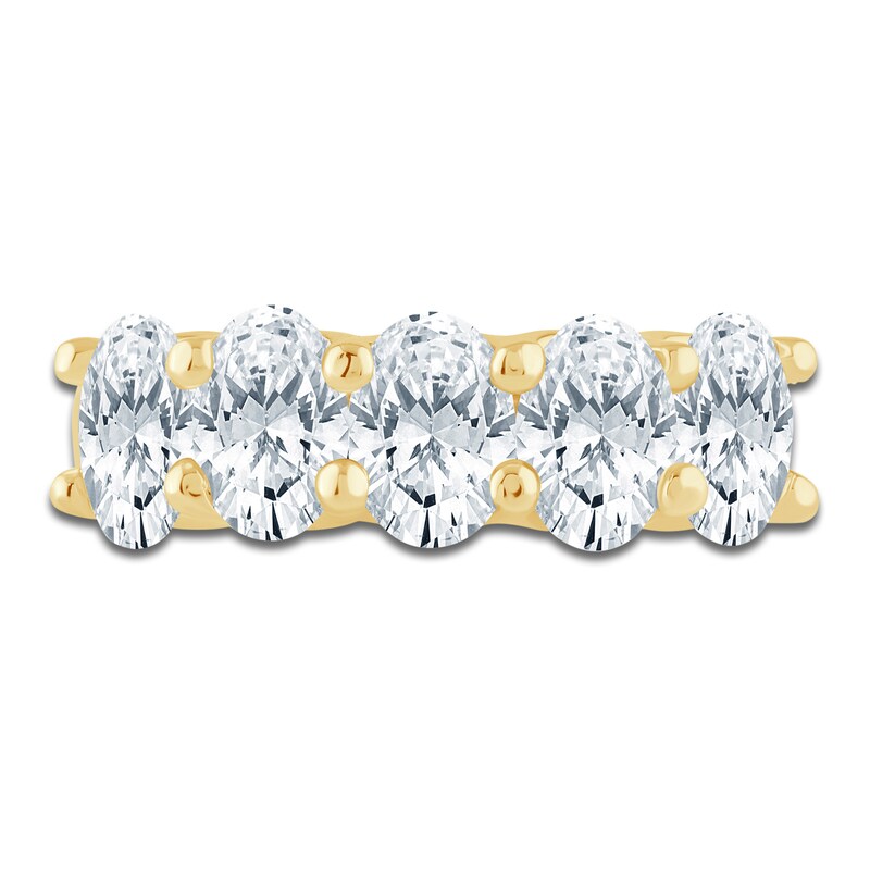 Main Image 3 of Oval-Cut Lab-Grown Diamond Five-Stone Anniversary Ring 3 ct tw 14K Yellow Gold