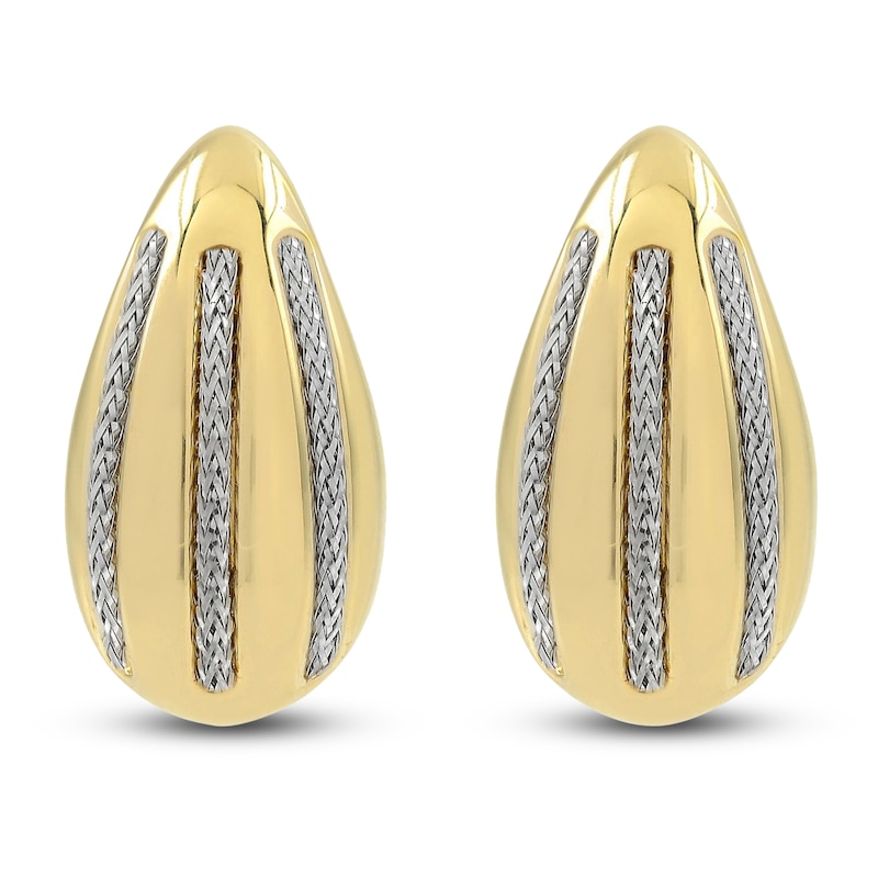 Main Image 1 of Italia D'Oro Diamond-Cut Teardrop Stud Earrings 14K Yellow Gold