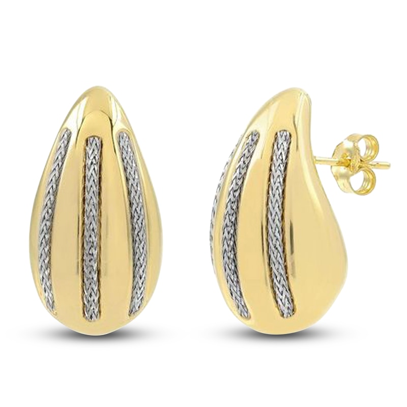 Main Image 2 of Italia D'Oro Diamond-Cut Teardrop Stud Earrings 14K Yellow Gold