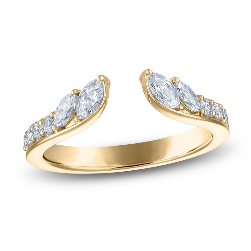 Main Image 1 of Vera Wang VOW Marquise & Round-Cut Lab-Grown Diamond Open Shank Wedding Band 1/2 ct tw 14K Yellow Gold