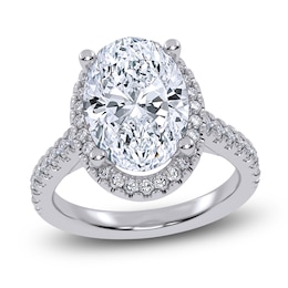 Oval-Cut Lab-Grown Diamond Halo Engagement Ring 4-1/2 ct tw 14K White Gold