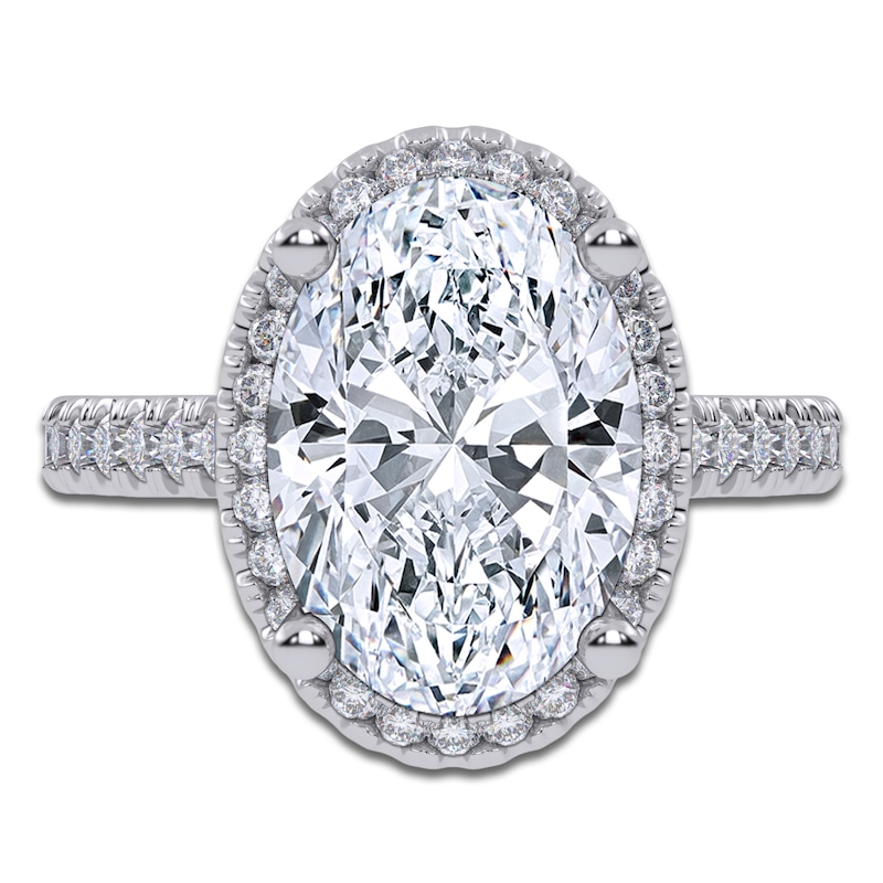 Main Image 3 of Oval-Cut Lab-Grown Diamond Halo Engagement Ring 4-1/2 ct tw 14K White Gold