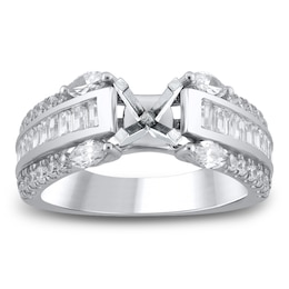 Marquise, Round & Baguette-Cut Lab-Grown Diamond Engagement Ring Setting 1-1/4 ct tw 14K White Gold