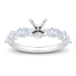 Marquise & Round-Cut Alternating Lab-Grown Diamond Engagement Ring Setting 5/8 ct tw Platinum