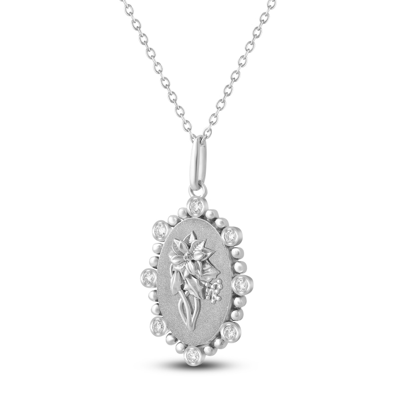 Main Image 2 of Narcissus Birth Flower Diamond Necklace 1/4 ct tw Sterling Silver 18"