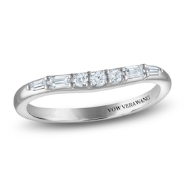 Vera Wang VOW Round & Baguette-Cut Diamond Contour Wedding Band 1/5 ct tw 14K White Gold