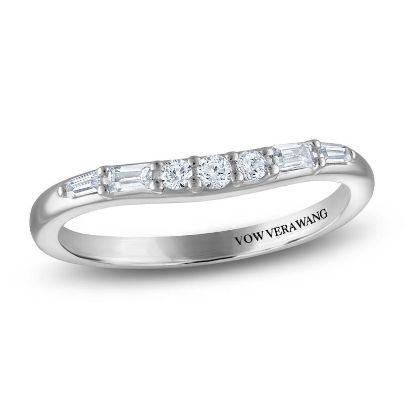 Main Image 1 of Vera Wang VOW Round & Baguette-Cut Diamond Contour Wedding Band 1/5 ct tw 14K White Gold