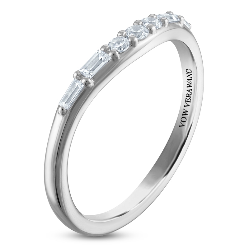 Main Image 2 of Vera Wang VOW Round & Baguette-Cut Diamond Contour Wedding Band 1/5 ct tw 14K White Gold